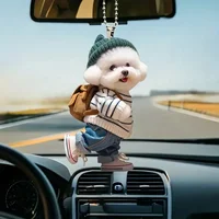 2D Creative Puppy Man Backpack Pendant Acrylic Car Pendant Cute Teddy Dog Key Accessory 1