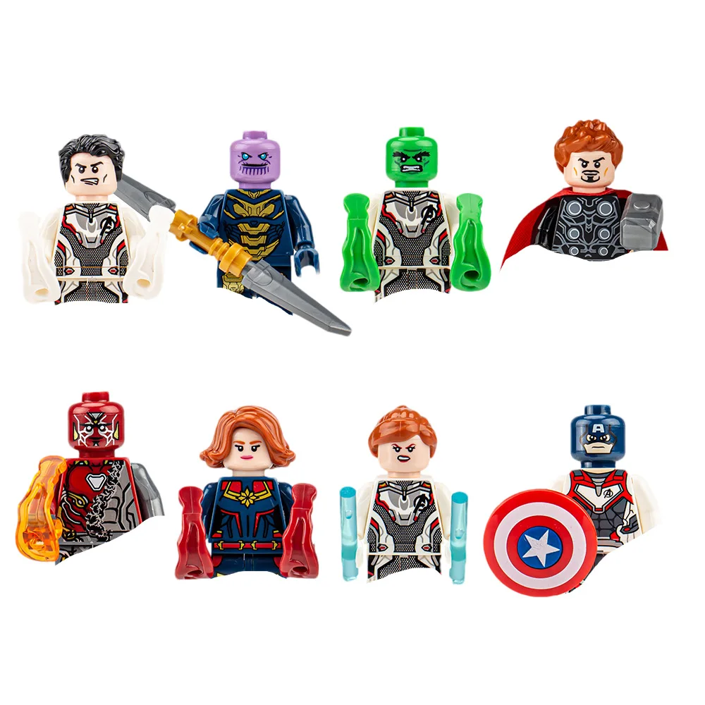 8 Marvel superhero building blocks including Iron Man Spider Man humanoid dolls anime characters and children's toys Toy Building Blocks Action Figures