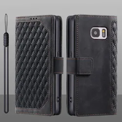 Premium Card Flip Leather Magnetic Wallet Cover - Sleek Protective Phone Case with Enhanced Functionality - Galaxy S7 Edge (Style 1 Black)