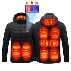 Heated Jacket 9 Zone USB Electric Heating Jacket Skiing Warm Winter Jacket Men Washed Heated Clothing Camping Hiking Down Jacket