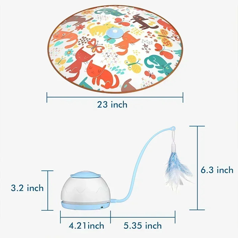 لعبة القط الكهربائية USB شحن 360 الدورية لغز تفاعلي عناصر الحيوانات الأليفة الذكية القط إغاظة ريشة القط لوازم الملحقات