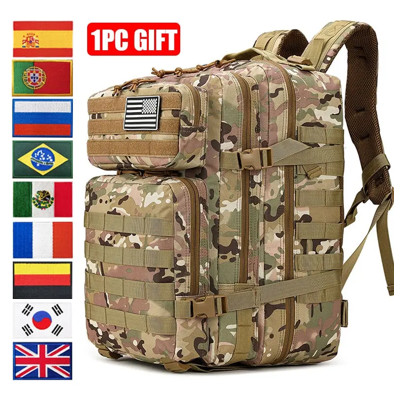 

30L/45L Military Tactical Backpack Men 3P Army Attack Rucksack Field Hiking Camping Bag 900D Oxford Waterproof Travel Bags