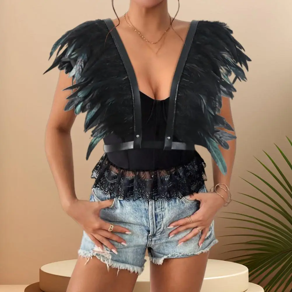 Women's Feather Nightclub Tank Top Gothic Punk Sexy Camis Burning Man Festival