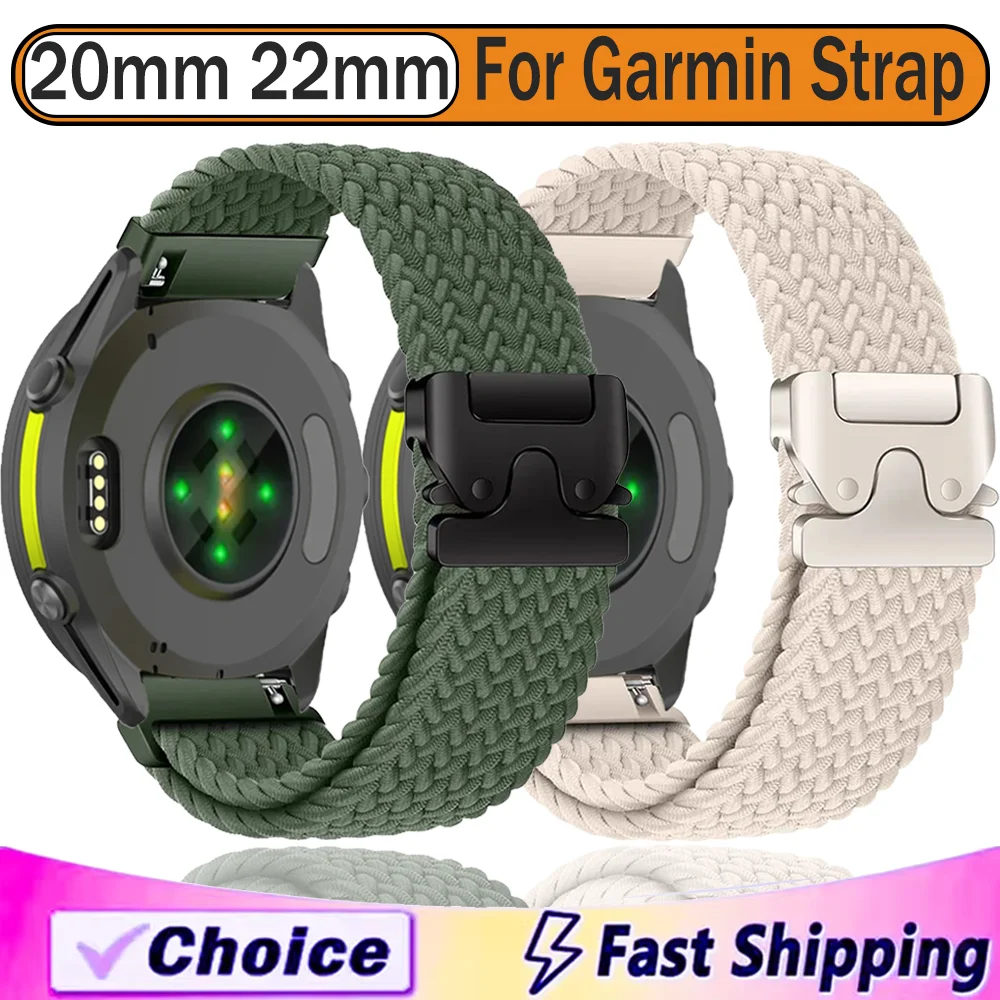 Parachute Buckle Nylon Braided Adjustable Strap, 20mm 22mm