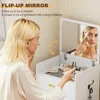 3-in-1 Vanity Desk with Flip Top Mirror, Makeup Vanity Table with Cushioned Stool for Small Space, Compact Dressing Table 5
