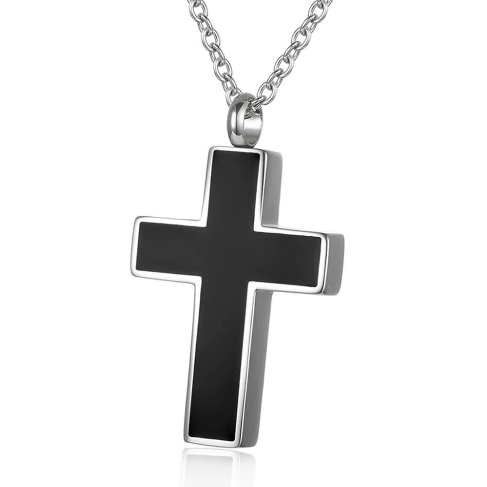 Minicremation cremazione gioielli per uomo in acciaio INOX porta ceneri Regilous – Collana con ciondolo a forma di croce con 22 'Catena e kit di