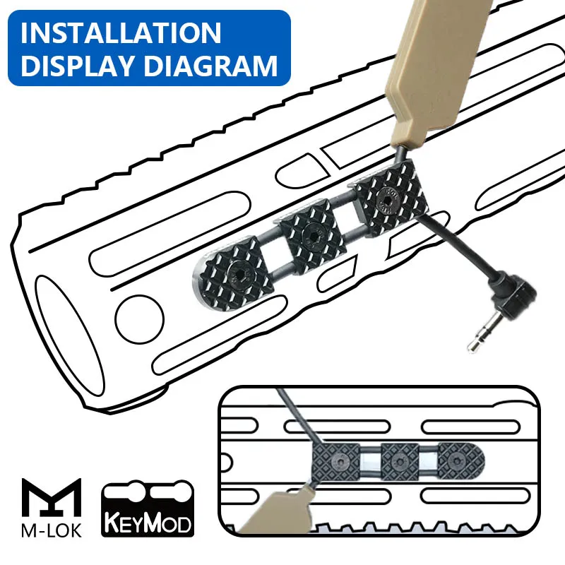 Tactical 3pcs/Set M-LOK Keymod Pressure Switch Wire Guide System Cable Management Hunting Accessories Fit Flashlight DBAL PEQ