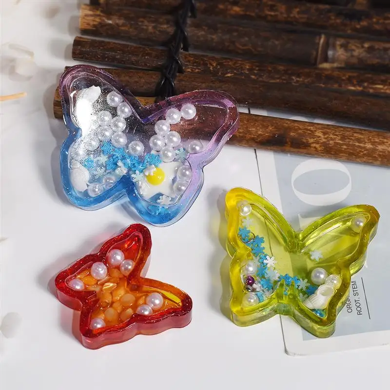 Heart Butterfly Quicksand Silicone Mold Epoxy Resin Crystal Flowing Sand Keychain Pendant Mold DIY Resin Jewelry Making Supplies