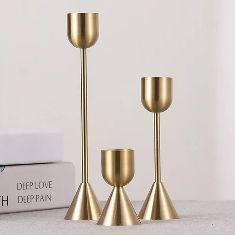 3Pcs/Set Chinese Style Metal Candle Holders Simple Golden Wedding Decoration Bar Party Living Room Decor Home Decor Candlestick
