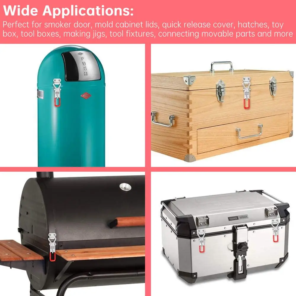 Morsetto Scatole Per Armadietti Regolabili Maniglia A Leva Chiusura Con Serratura Morsetto A Levetta Regolabile Nero Clip Di Cattura Con Cerniera In Acciaio Disposivo Rapido - Foto 2