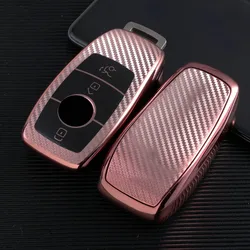 Carbon Fiber Car Key Fob Cover - Premium TPU Protection (Pink)