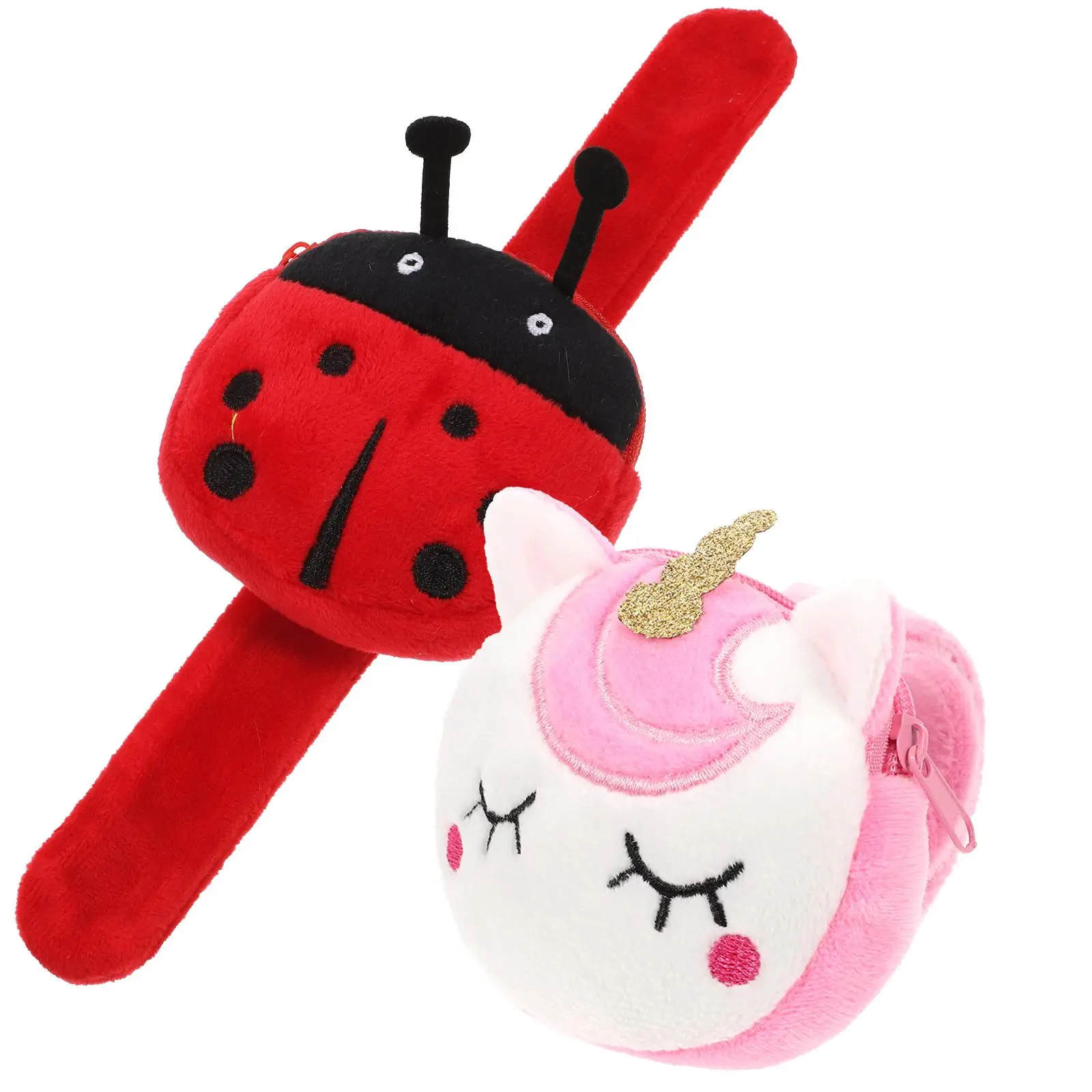 2 Pcs Coin Purse Slap Bracelet Animal Snap Bracelets For Pretend Play Jungle Party Favors Storage Pouch Toys Accessories
