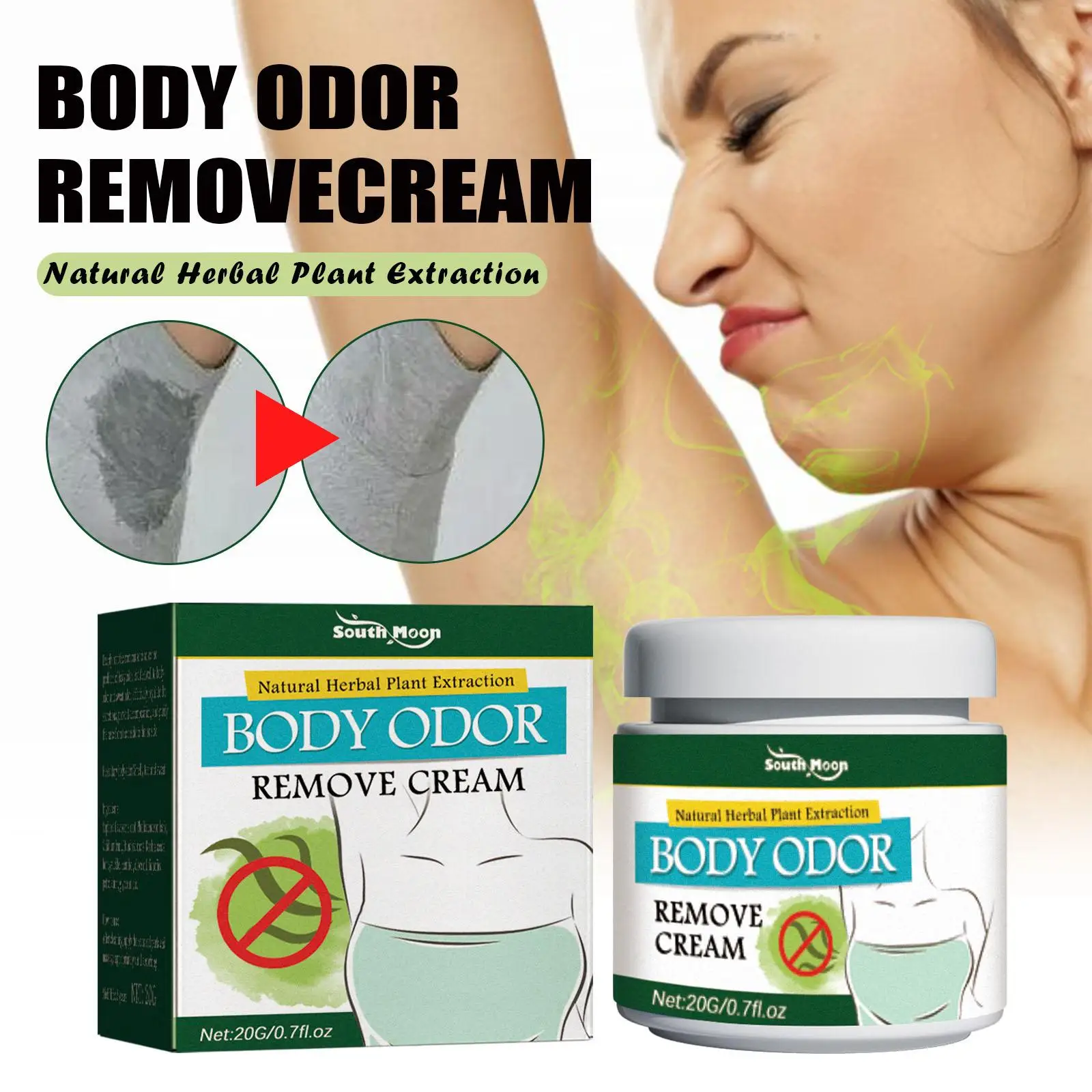 Naturale Elimina efficacemente l'odore del sudore corporeo, il deodorante antitraspirante rimuove l'odore delle ascelle, l'olio rinfrescante, la crema per la cura del corpo_voghion.com