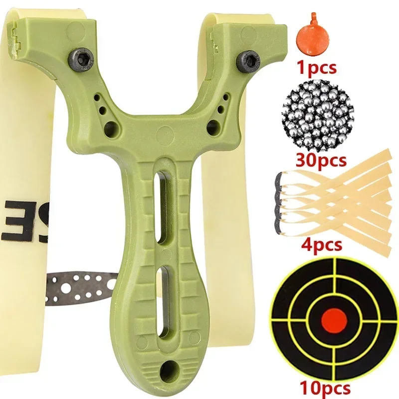 

Quick Press Shooting Resin Slingsshot Outdoor Hunting Flat Rubber Band Slingshot Steel Ball Target Paper Training Package