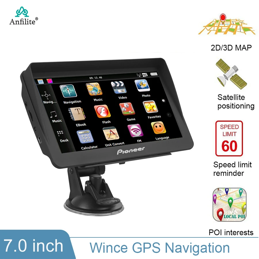 

7 inch truck GPS navigation bluetooth MTK 800MHz RAM 256M ROM 8G HD 800*480 avin navigatior system new map support drop shipping