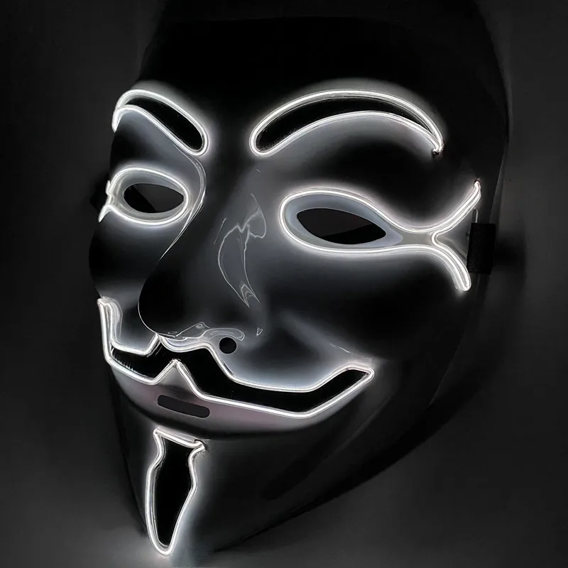 Halloween Led Mask Glow In The Dark Vendetta Night Ghost Face Maschera Di Halloween Masquerade Party Puntelli Per Adulti