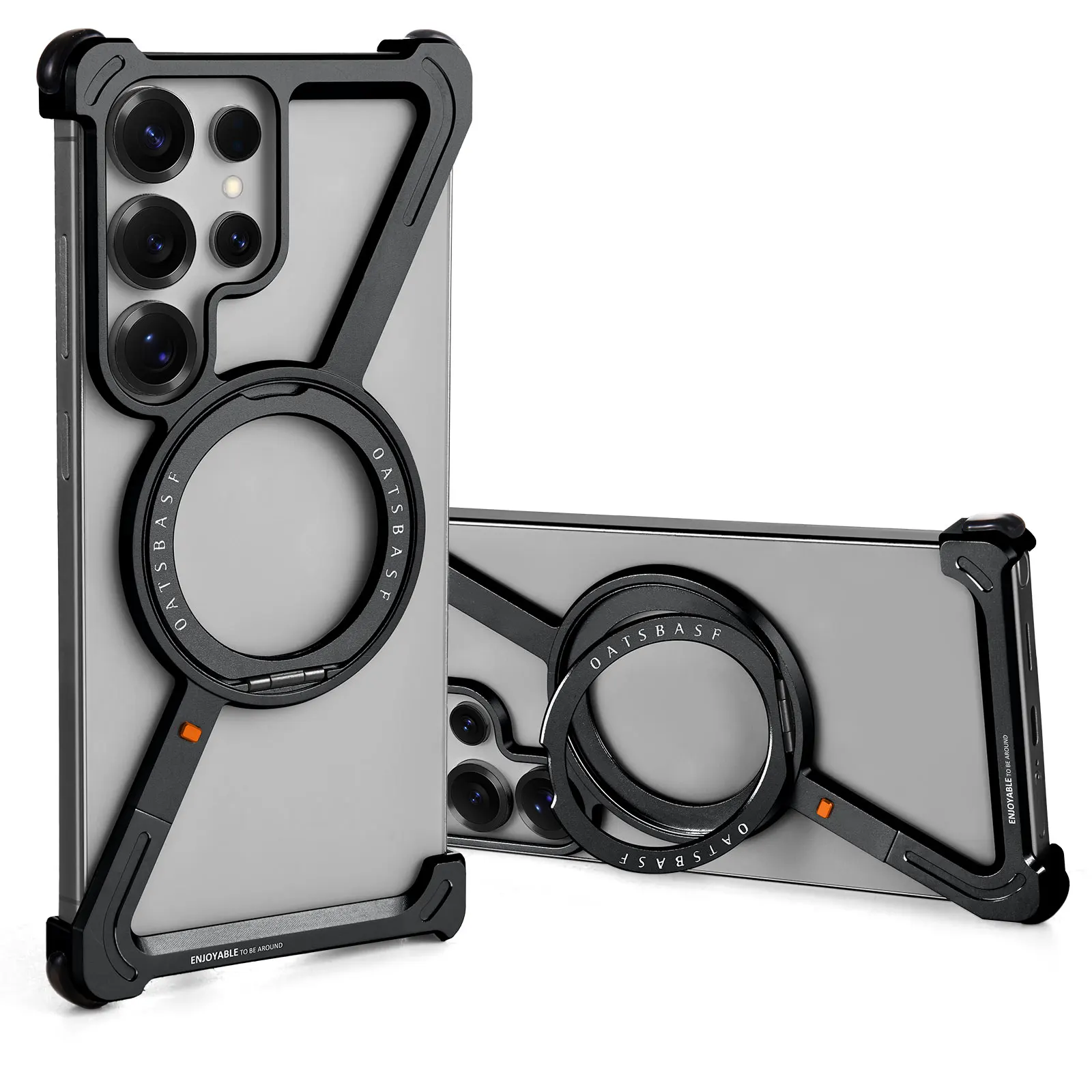 Oatsbasf Z-Shaped Magnetic Phone Case with Stand & 360° Rotate Magsafe Bumper