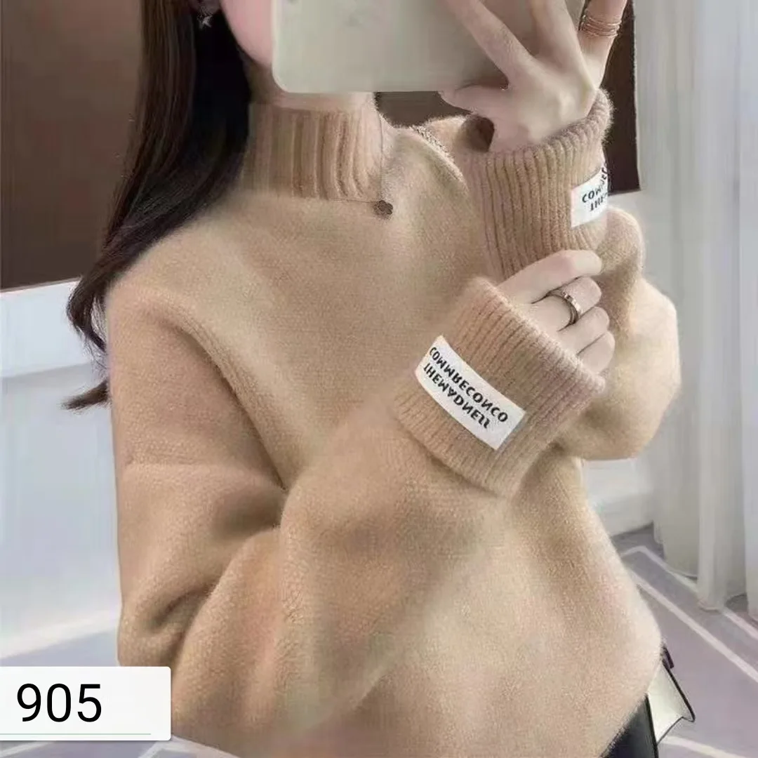 pink sweater 2022 Long Sleeve Women Turtleneck Sweater Autumn Winter Cashmere Thick Warm Oversized Sweater Knitted Jumper Top Pull Femme ladies sweater Sweaters