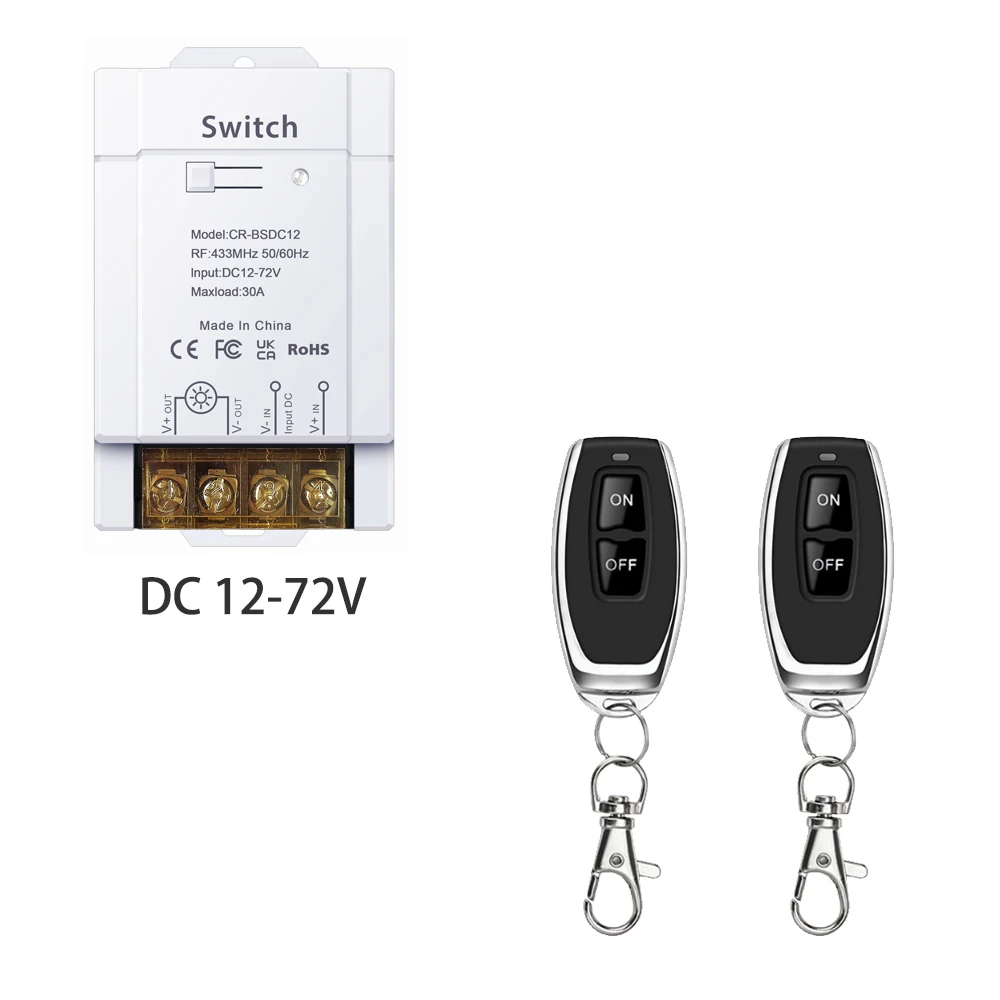 Wireless On-off Switch Rf433 Remote Control High Power 30a Wide Voltage ...