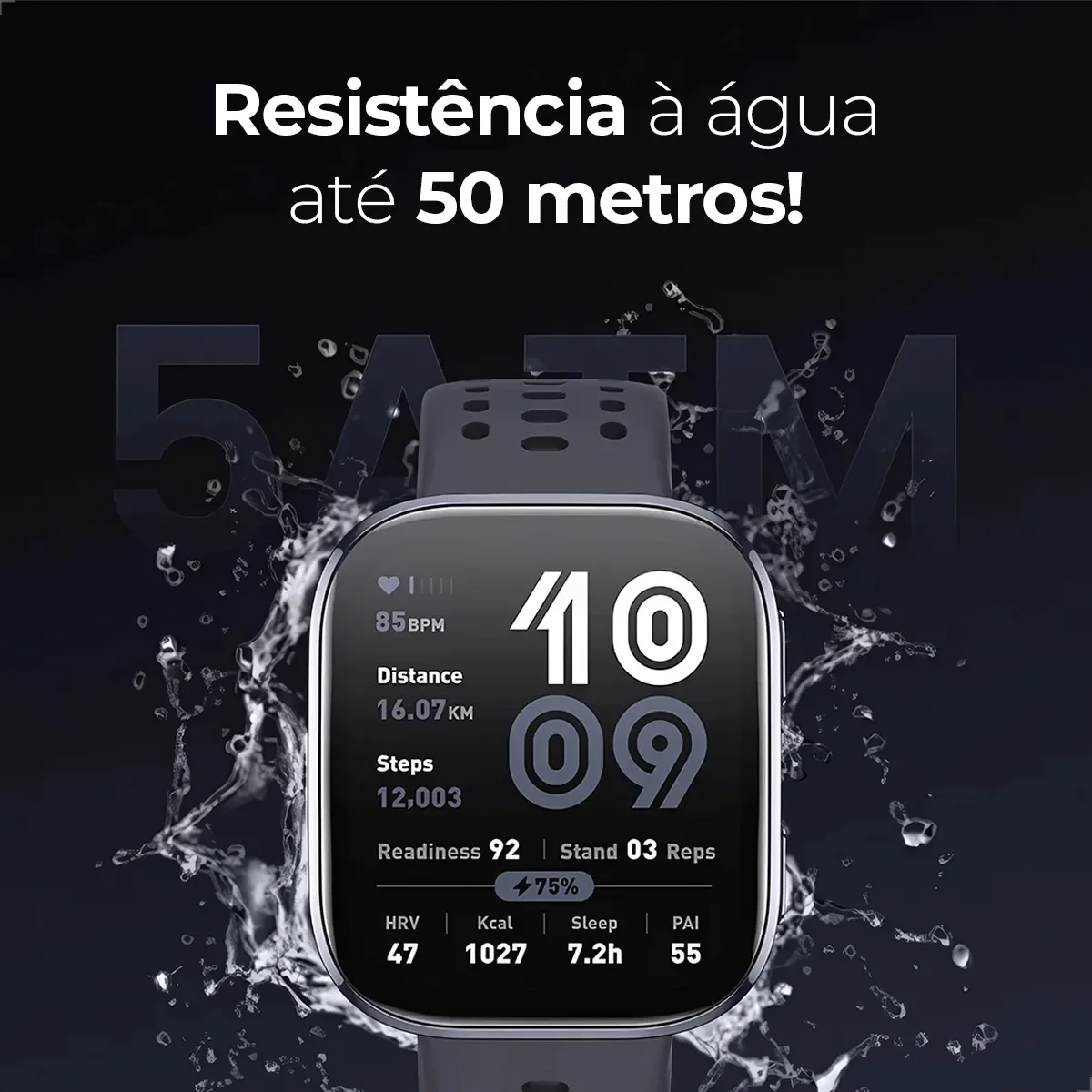 Relógio Inteligente Amazfit Bip 6 46mm, Bateria de 14 Dias, Tela AMOLED de 1.97", GPS e Mapas Gratuitos, Resistência à Água de 15 ATM