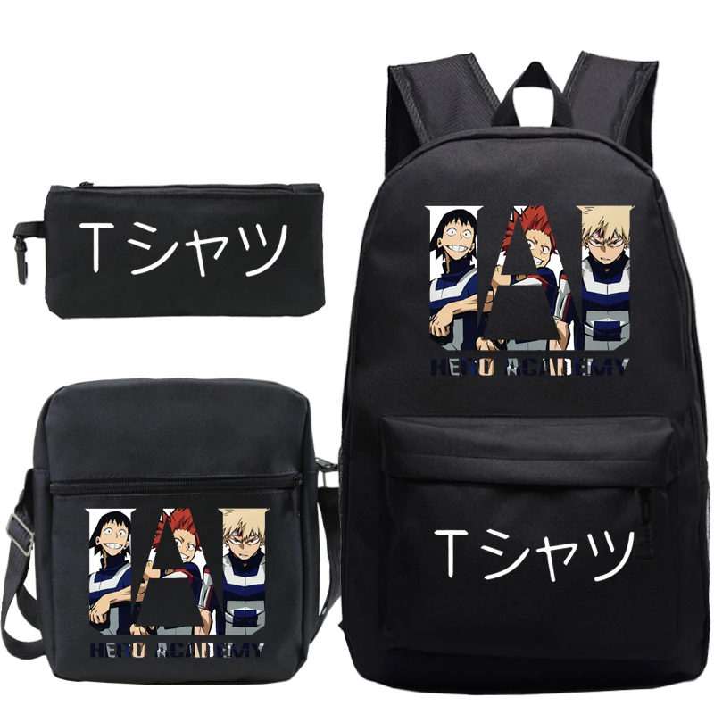 Children My Hero Academia School Bags 3pcs/set Teenage Boys Girls Boku No Hero Academia Backpack Kids Anime Travel Shoulder Bags