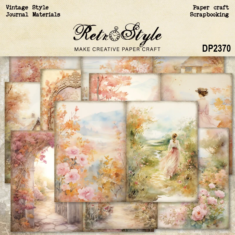 

Panalisacraft 8sheets A5 size Vintage Style Flower Scrapbooking patterned paper Fancy Card Pack Light weight Craft Paper Card