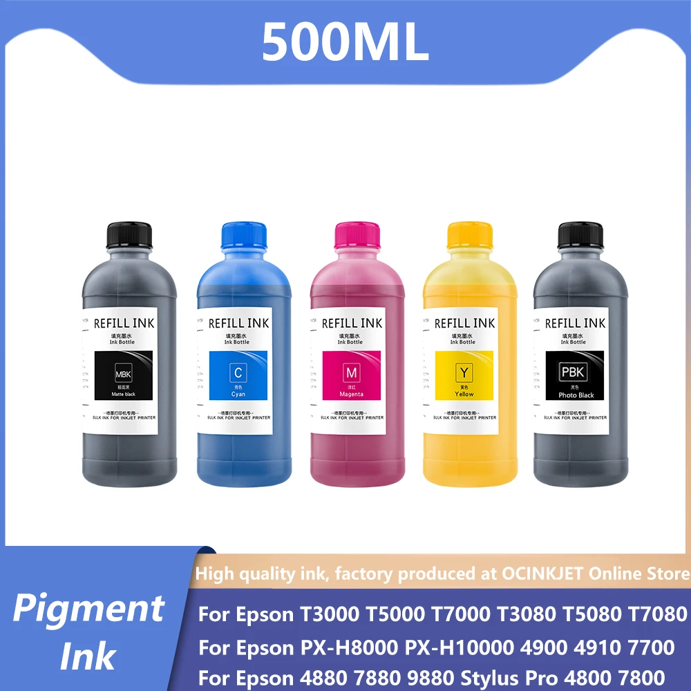 

Пигментные чернила на водной основе, 500 мл, универсальные для Epson 7450, 9450, 7400, Epson Stylus Pro 4800, 7800, 9800, 5 цветов в комплекте