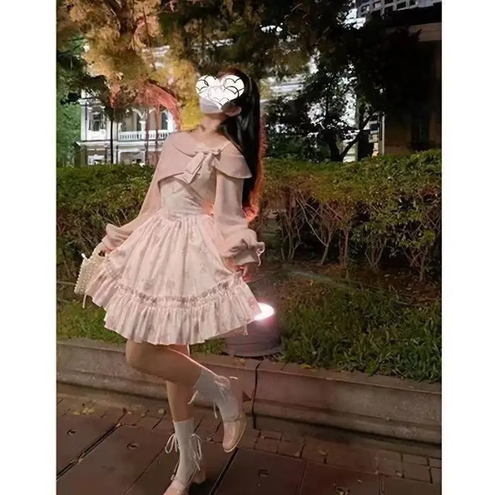 Sweet Rose Print Velvet Set Dress Heavy Embroidery Skirt Print Urban Style High Waist Princess Dress Fresh And Cute Style