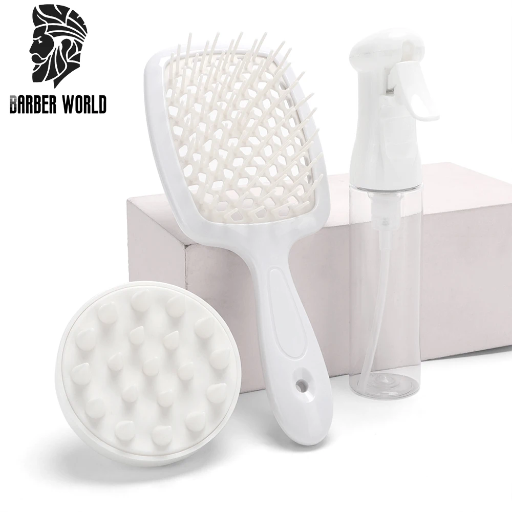 

3Pcs Silicone Scalp Massage Brush Air Cushion Hair Brush Tangled Hair Comb Hairdressing Spray Bottle Salon Barber Styling Tools
