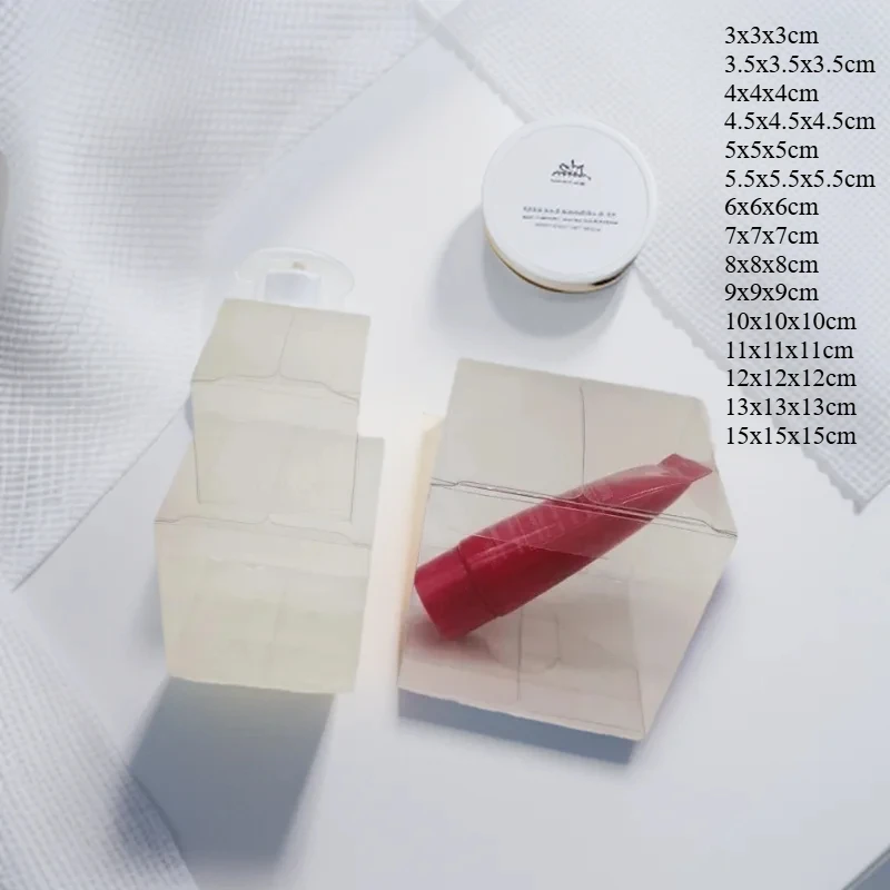 100 Stück quadratische, transparente, durchsichtige Kunststoff-PVC-Aufbewahrungsboxen, Geschenkverpackung, Schatulle, Aufbewahrung, Weihnachtsfeier, Gastgeschenke, Schmuck, Süßigkeiten