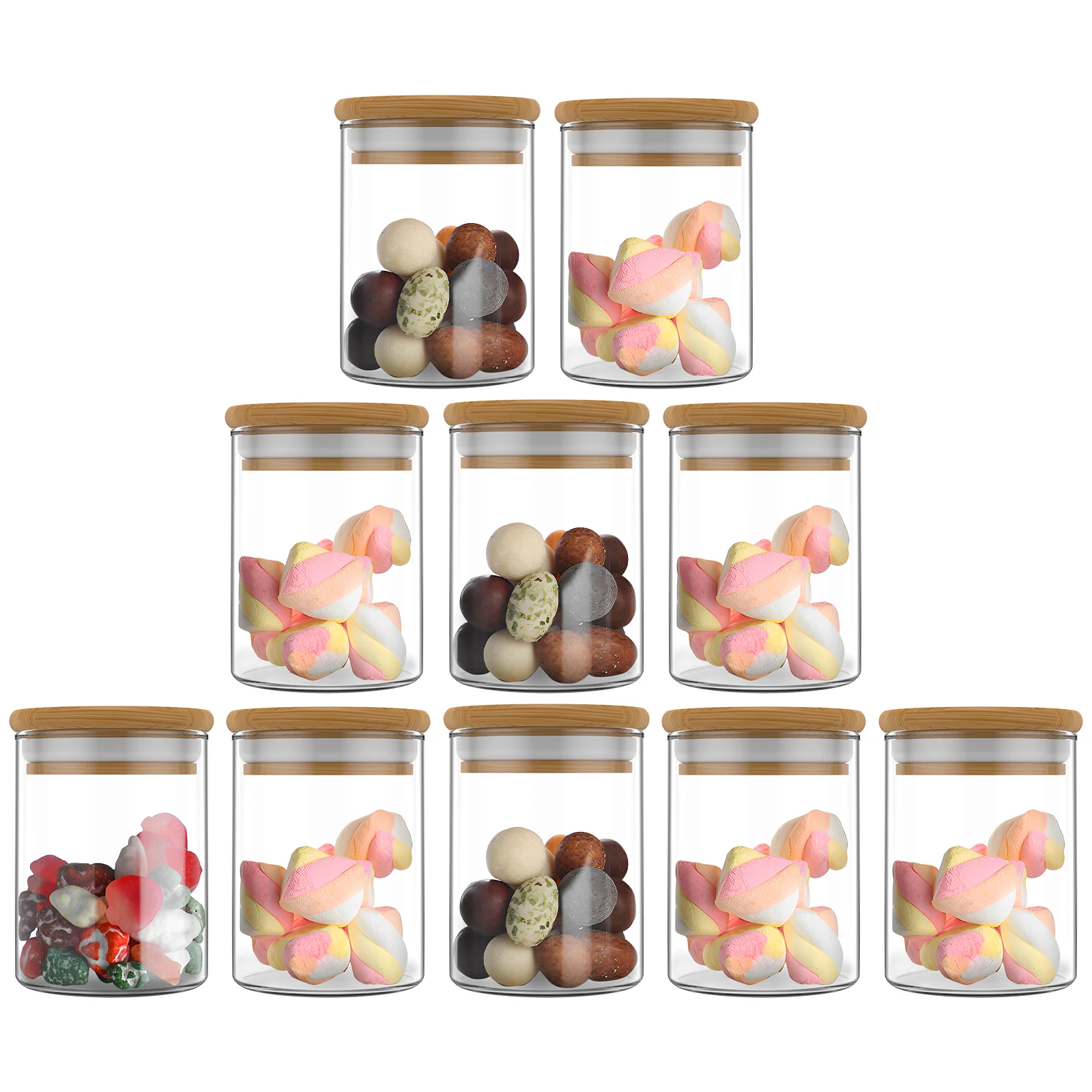 

10Pcs Glass Storage Jars Set with Bamboo Lid Clear Glass Seasoning Container with Labels 6oz Spice Canisters Airtight Seasoning