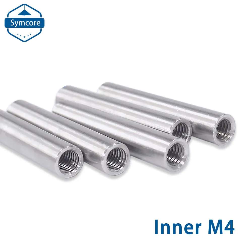 Diameter 4.8mm Hollow Straight Tube Double Headed M4 Inner Thread Connecting Pipe 5Pcs