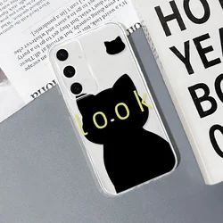 Transparent Phone Case with Cartoon Cat Design - Funny and Stylish Cover - Samsung Galaxy S23 Ultra (Style 1)
