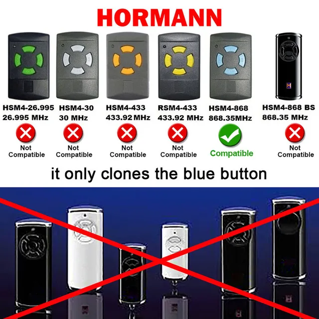 HORMANN 868MHz Remote Control HORMANN HSE2 HSE4 HSM2 HSM4 HS1 HS2 HS4 HSZ1 HSZ2 HSP4 868 Garage Remote Control Gate Transmitter 3