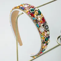 Luxury Baroque Palace Style Full Rhinestone Headband Hair Accessories Women Thickened Sponge Embroidery Prom Hairband Hair Hoop 5