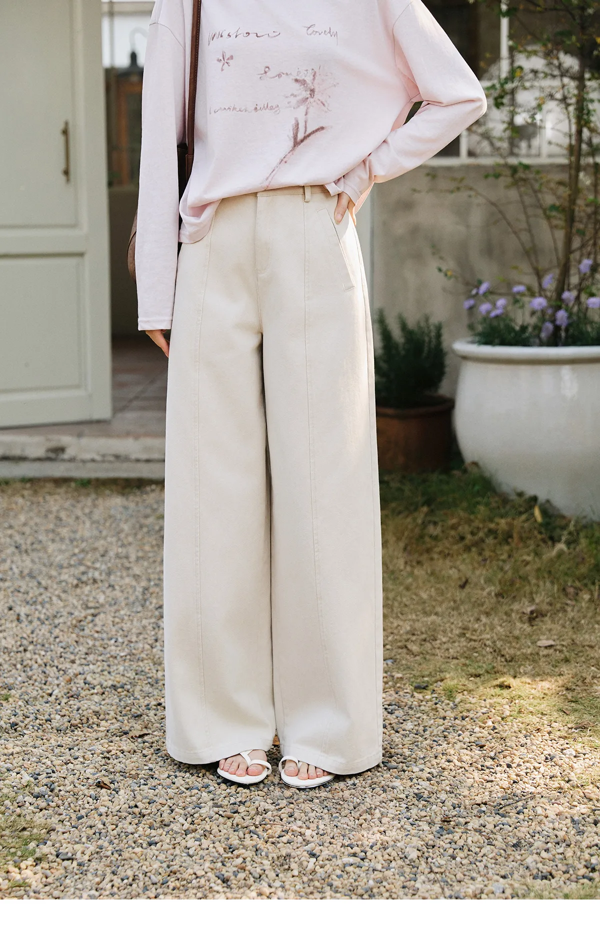MISHOW Women's High Waist Straight Pants 2026 Spring 100 Cotton Seam Detail Trousers Casual Loose Wide Leg Pants MXF14K1208