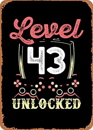 

Level 43 Unlocked Vintage Look Metal Sign Patent Art Prints Retro Gift 8x12 Inch