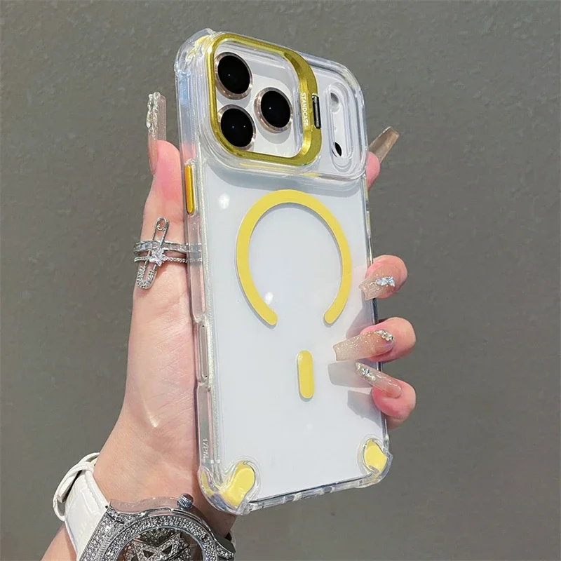 Magnetic Clear Case with Glass Lens Protector and Stand Cover