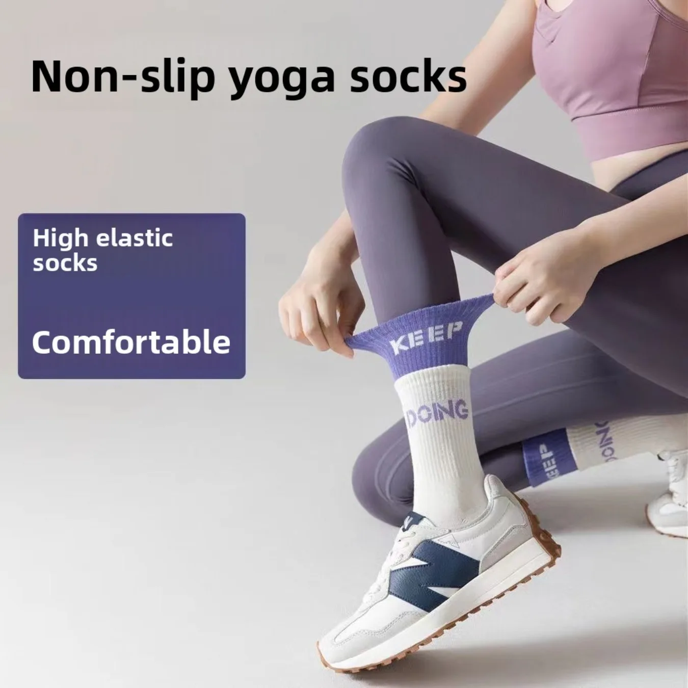 1/4Pairs Yoga Socks Women Non Slip Silicone Mid-tube Pilates Socks Breathable Sweat Absorb Indoor Fitness Sport Running Socks