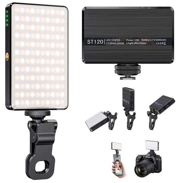 ST-120 LED Video Light Fill Light Rechargeable 3000 MAh Ajusted 3 Light Modes CRI95 Portable Mini Selfie Light 2500-9000K 1