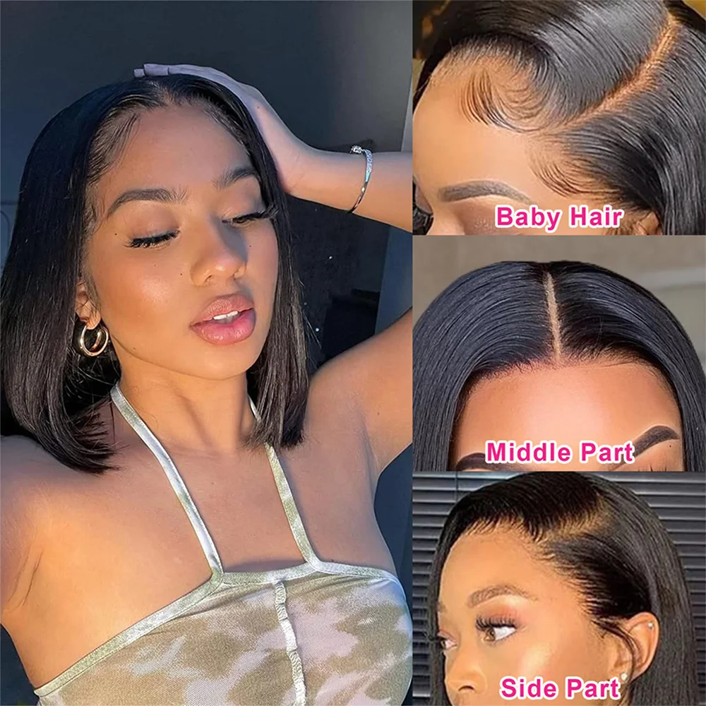 Human Hair Wig Brazilian 13*4 Lace Front Wig Short Remy Hair 4*4 Lace Short Bob Straight Wig for Women Swiss QT
