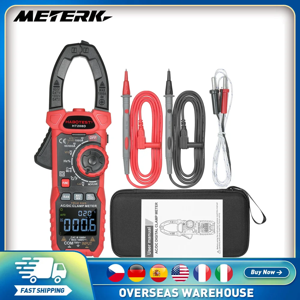 

HABOTEST HT208D/HT208A AC/DC Digital Clamp Meter True-RMS Multimeter Anto-Ranging Tester Current Clamp with Amp Volt Ohm Diode