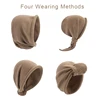 Women Winter Scarf One Piece Hat Imitation Cashmere Cotton Knitted Pullover Wool Hat Outdoor Neck Warm Balaclava Mask Ski Bonnet 5