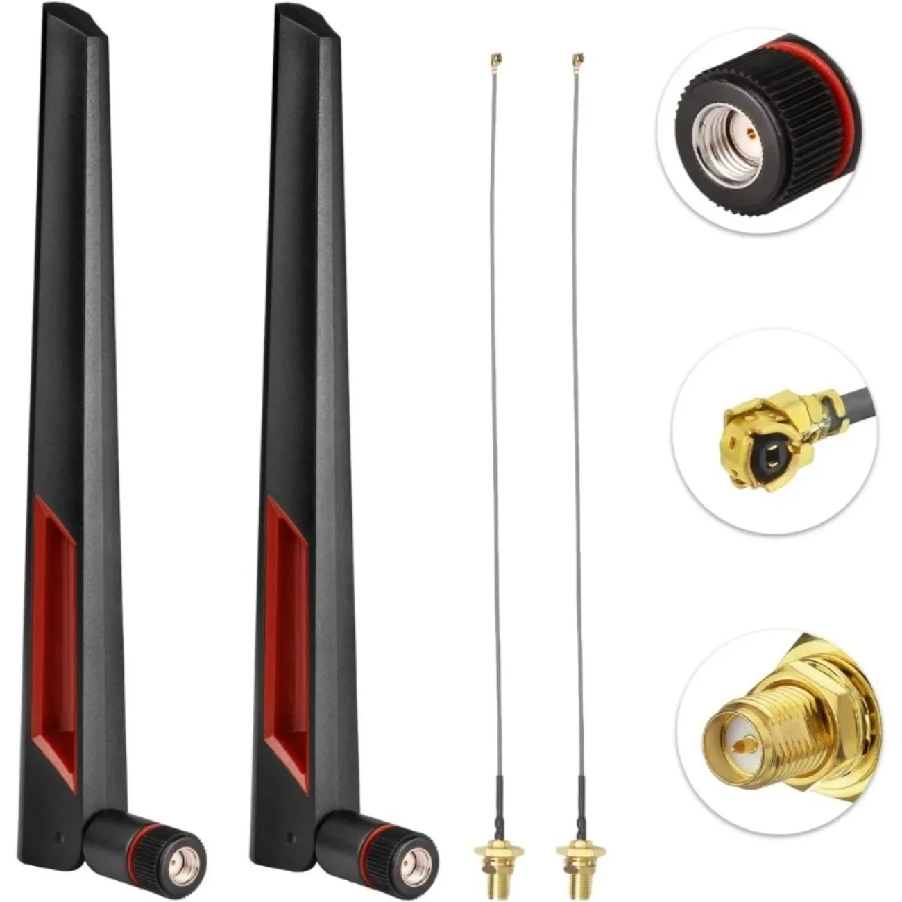 Dual Band 2.4GHz 5.8GHz Wifi Antenna + 15CM I-P-E-X-1 to RP-SMA for Mini PCIe Ca