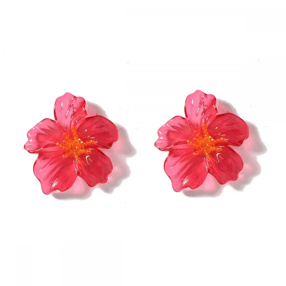 2025 Trendy Colorful Acrylic Transparent Flower Earrings for Women Exaggerated Large Flower Earrings Party Jewelry Accessories - 5