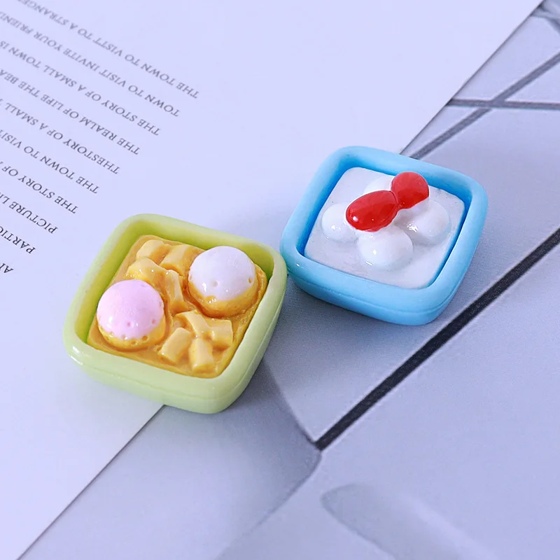 5pcs Simulated Resin Ice Cream Food And Game Accessories Phone Case Cream Glue Mini Snowball Refrigerator Sticker