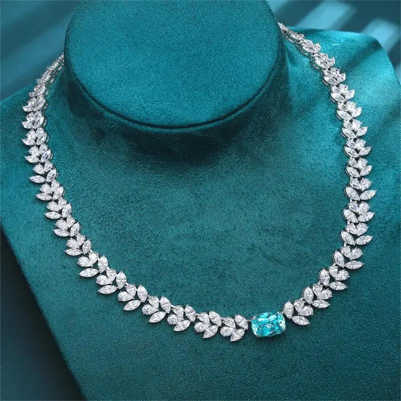 S006bf8f33dda413abdef2ab15de45f78J Pirmiana Hot Sale 9.2ct Main Stone Lab Grown Paraiba Sapphire Classic Necklace S925 Silver Jewelry for Gift Wedding Women