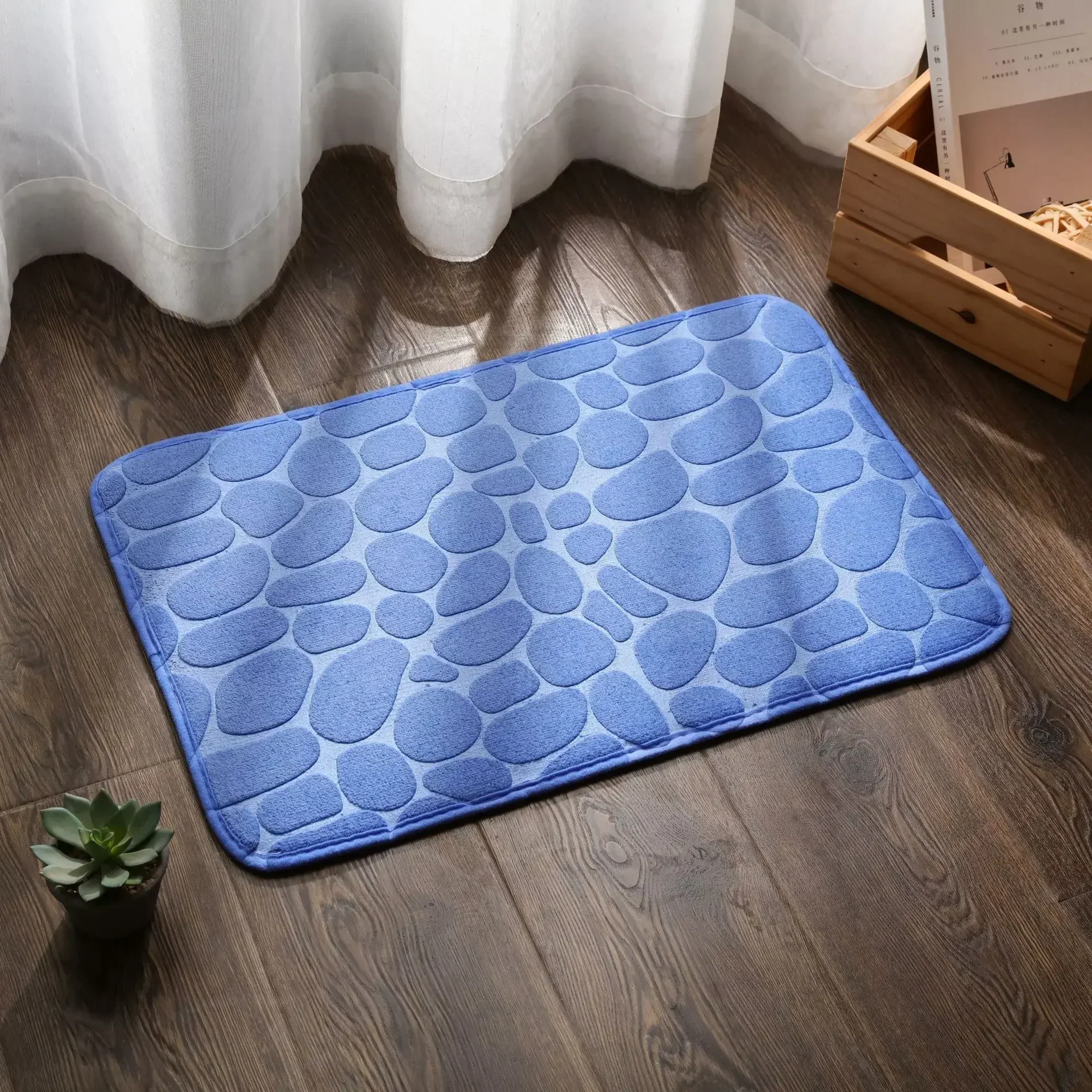 3D Non Slip Bathroom Mat Cobblestone Embossed Bath Mats