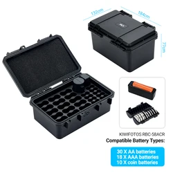Waterproof Battery Storage Organizer with Tester and 58 Vertical Slots (For AA AAA Coin)