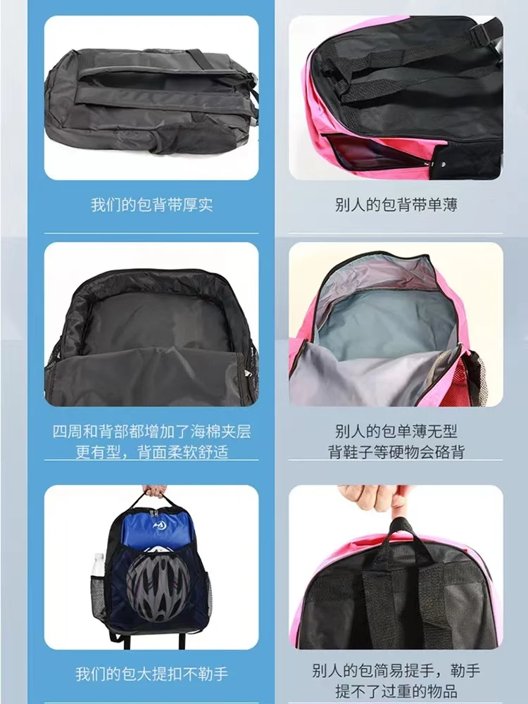 43*34cm Waterproof Kids Inline Roller Skate Two-Shoulder Bag Ice Skating Handbags Breathable Speed Shoes Storage Backpack